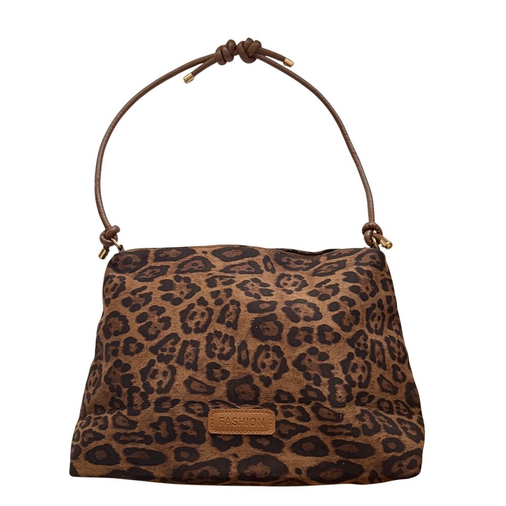 New Leopard Print Soft Velvet Feel Ladies Handbag With Slide Adjustable Straps